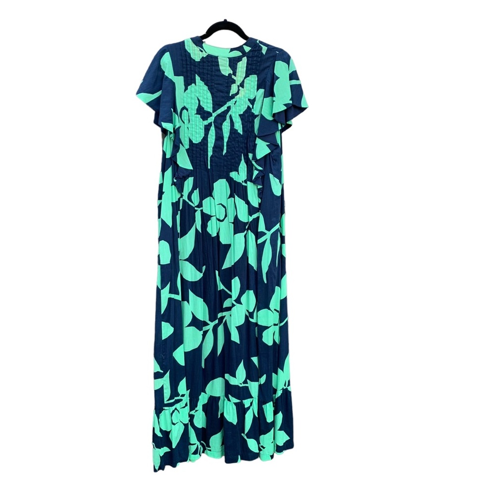 ANTHROPOLOGIE MAEVE Cassandra Blue Green Floral Flutter Sleeves Maxi Dress Sz M - Picture 9 of 15